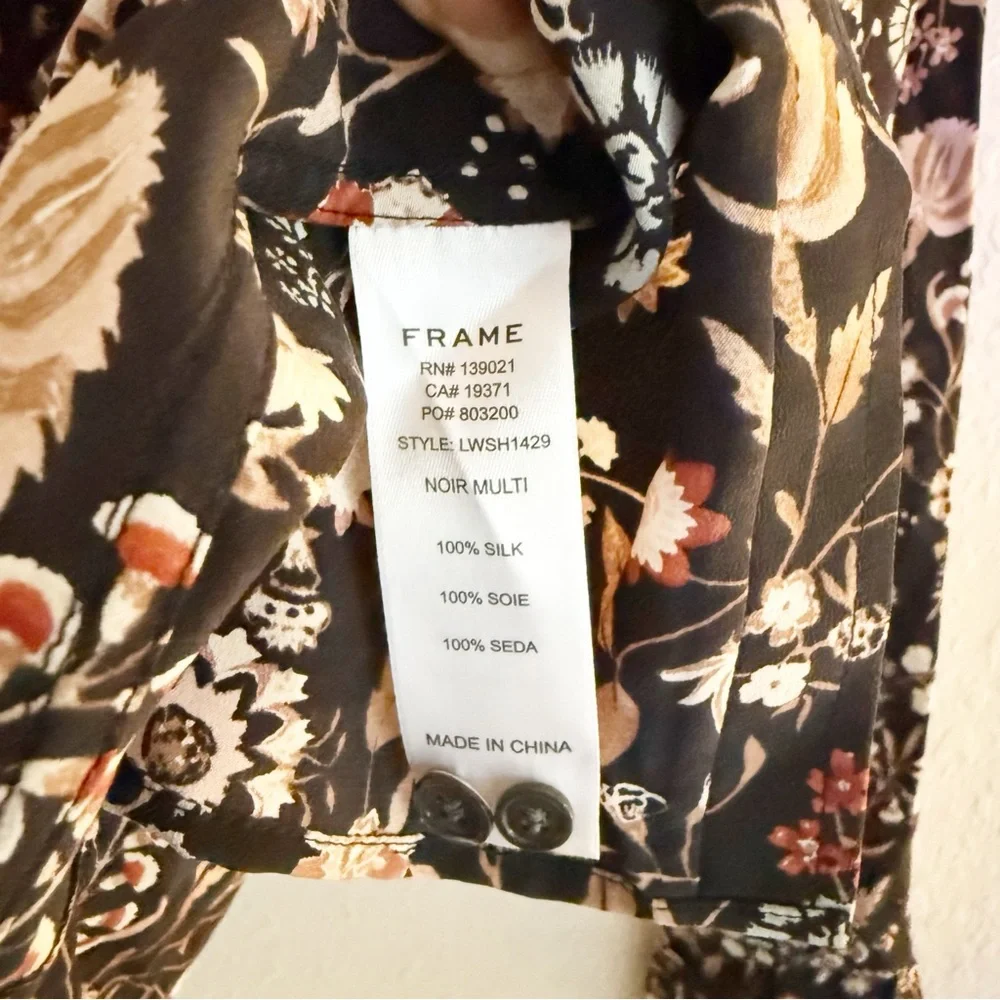 Frame Silk Floral Button Up Blouse Size Small - Picture 4 of 6